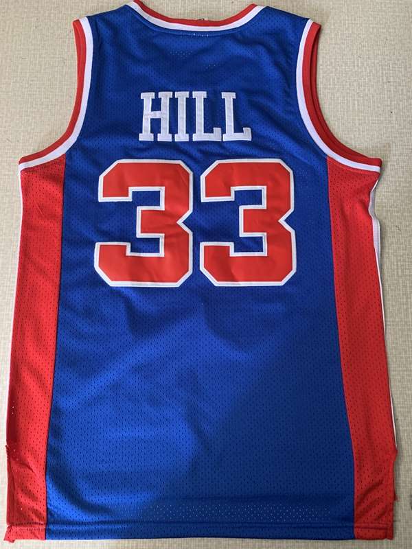 Detroit Pistons Blue #33 HILL Classics Basketball Jersey (Stitched)