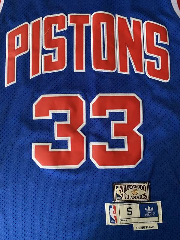 Detroit Pistons Blue #33 HILL Classics Basketball Jersey (Stitched)