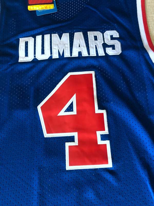 Detroit Pistons Blue #4 DUMARS Classics Basketball Jersey (Stitched)