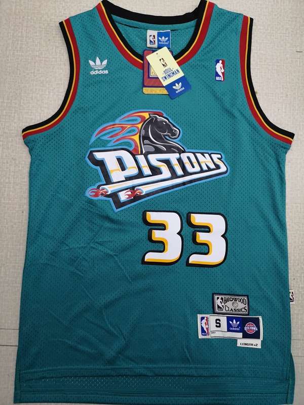 Detroit Pistons Green #33 HILL Classics Basketball Jersey (Stitched)