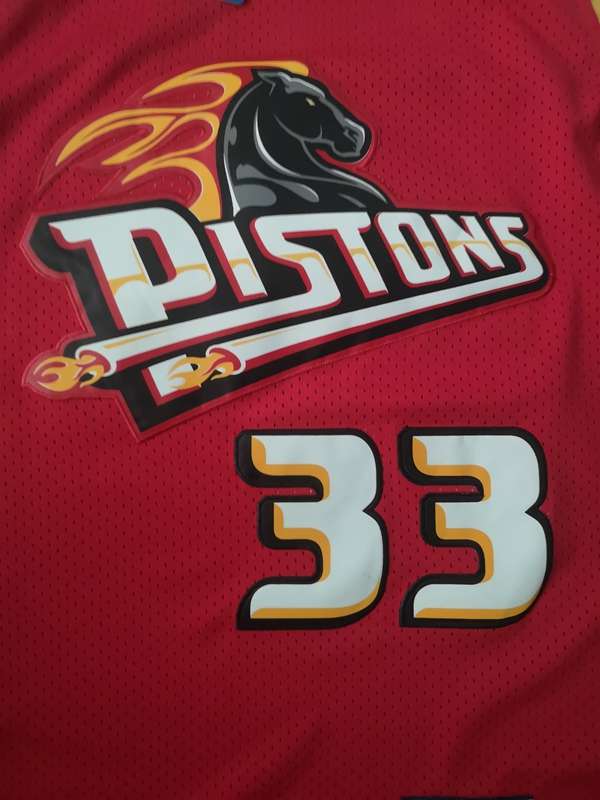 Detroit Pistons Red #33 HILL Classics Basketball Jersey (Stitched)