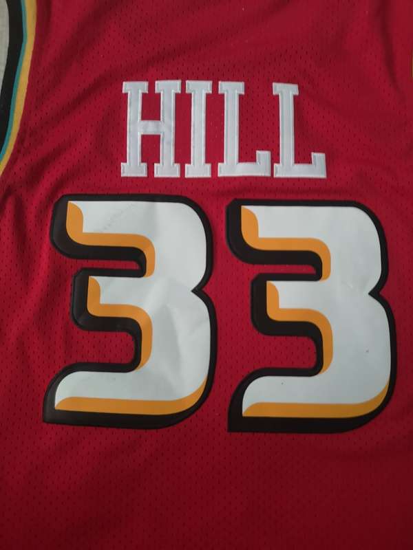 Detroit Pistons Red #33 HILL Classics Basketball Jersey (Stitched)