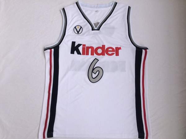 Bologna White #6 GINOBILI Basketball Jersey (Stitched)