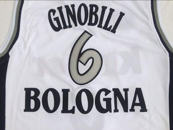 Bologna White #6 GINOBILI Basketball Jersey (Stitched)