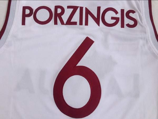 Latvija White #6 PORZINGIS Basketball Jersey (Stitched)