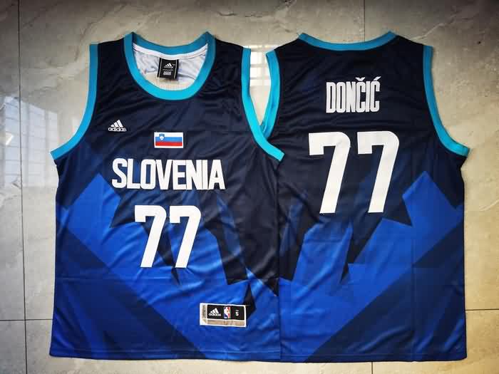 Slovenia Dark Blue #77 DONCIC Basketball Jersey (Stitched)