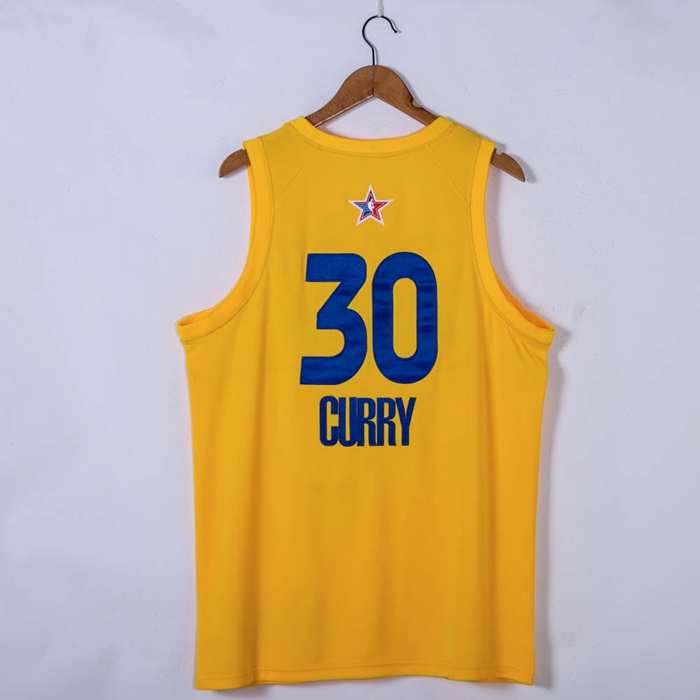Golden State Warriors 2021 Yellow #30 CURRY ALL-STAR Basketball Jersey (Stitched)