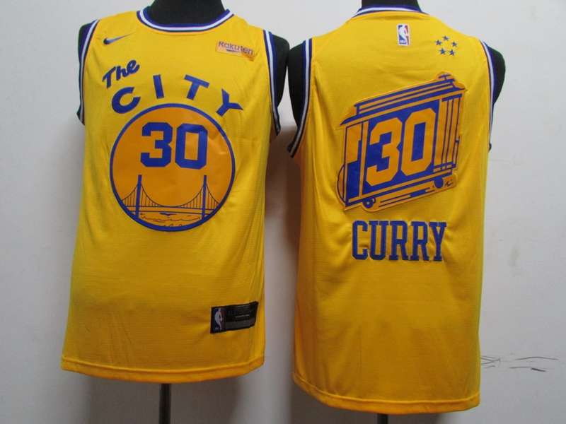 Golden State Warriors 2020 Yellow #30 CURRY City Basketball Jersey (Stitched)