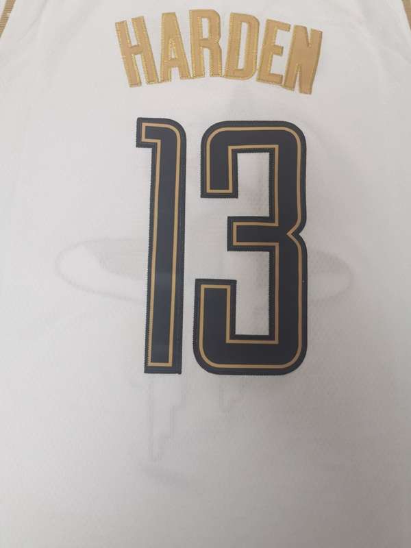 Houston Rockets 2020 White Gold #13 HARDEN Basketball Jersey (Stitched)