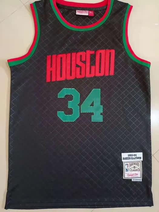 Houston Rockets 1993/94 Black #34 OLAJUWON Classics Basketball Jersey (Stitched)