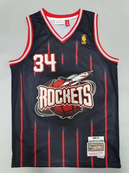 Houston Rockets 1996/97 Black #34 OLAJUWON Classics Basketball Jersey (Stitched)