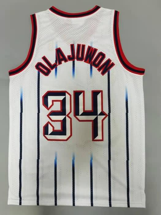 Houston Rockets 1996/97 White #34 OLAJUWON Classics Basketball Jersey (Stitched)