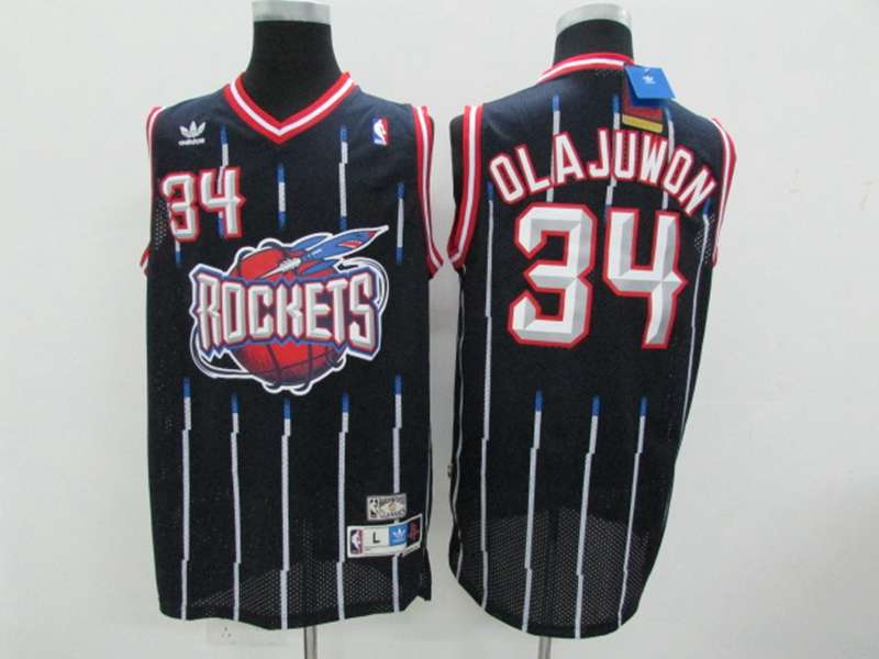 Houston Rockets Dark Blue #34 OLAJUWON Classics Basketball Jersey (Stitched)