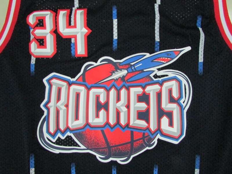 Houston Rockets Dark Blue #34 OLAJUWON Classics Basketball Jersey (Stitched)