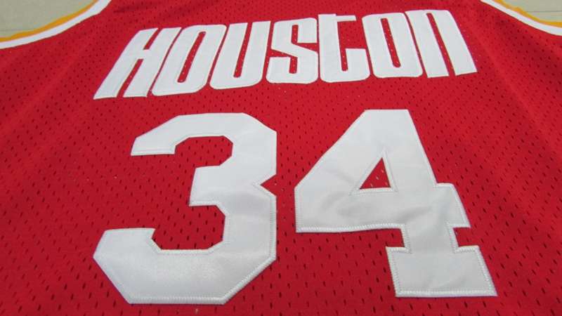 Houston Rockets Red #34 OLAJUWON Classics Basketball Jersey 02 (Stitched)