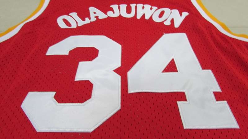 Houston Rockets Red #34 OLAJUWON Classics Basketball Jersey 02 (Stitched)