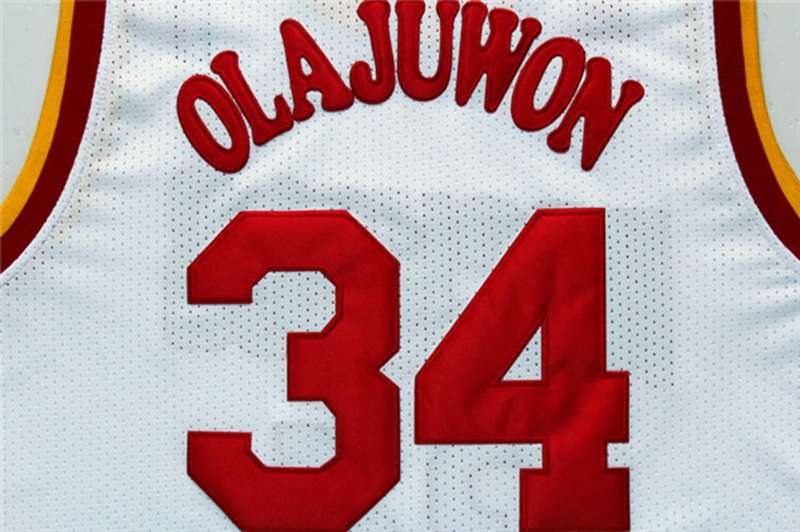Houston Rockets White #34 OLAJUWON Classics Basketball Jersey (Stitched)