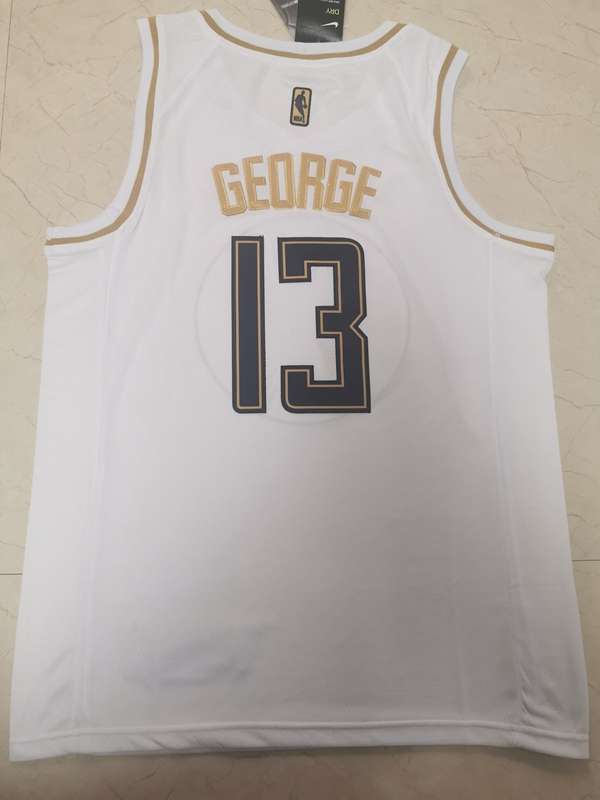 Los Angeles Clippers 2020 White Gold #13 GEORGE Basketball Jersey (Stitched)