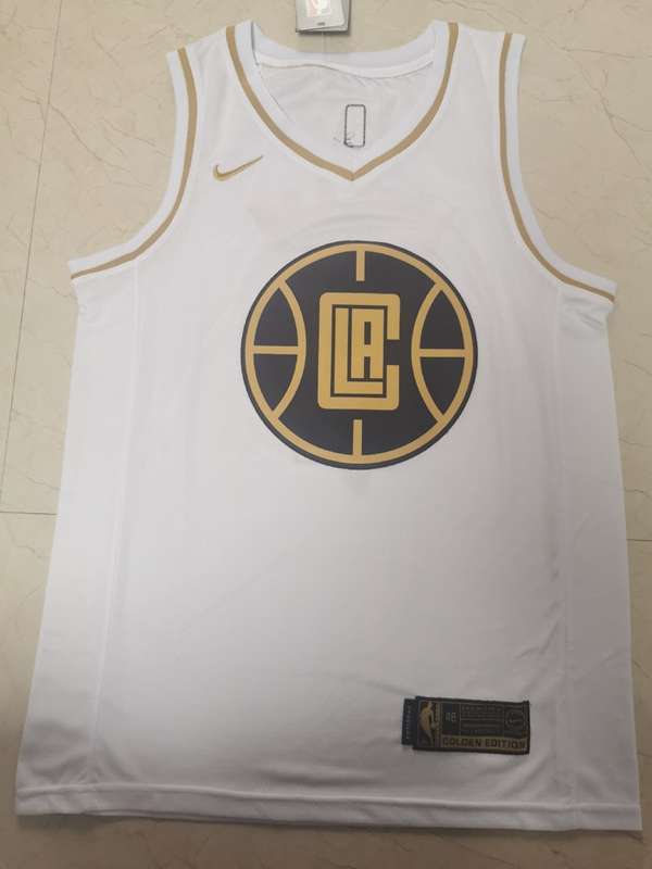 Los Angeles Clippers 2020 White Gold #2 LEONARD Basketball Jersey (Stitched)