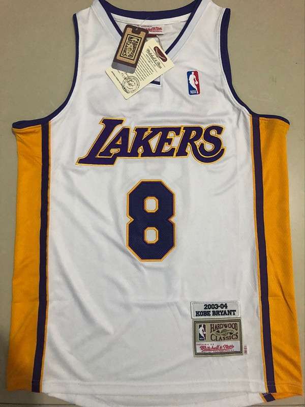 Los Angeles Lakers 2003/04 White #8 BRYANT Classics Basketball Jersey (Closely Stitched)