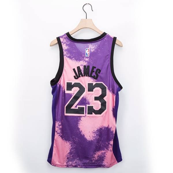 Los Angeles Lakers 20/21 Pink Purple #23 JAMES AJ Basketball Jersey (Stitched)