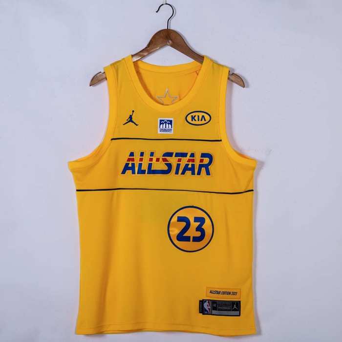 Los Angeles Lakers 2021 Yellow #23 JAMES ALL-STAR Basketball Jersey (Stitched)