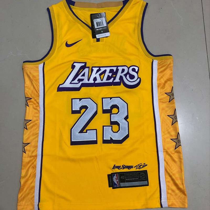 Los Angeles Lakers 2020 Yellow #23 JAMES City Basketball Jersey (Closely Stitched)