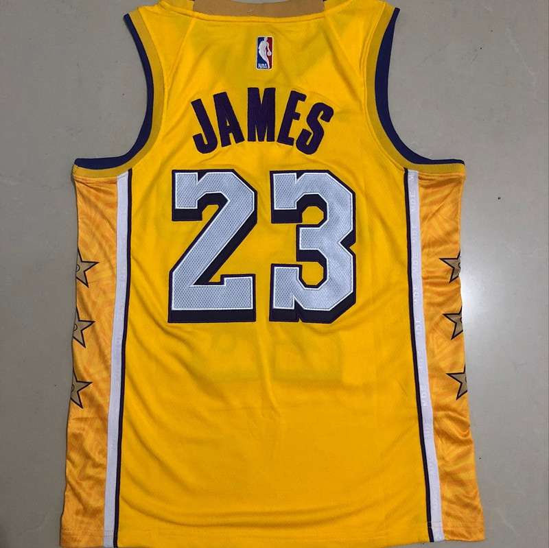 Los Angeles Lakers 2020 Yellow #23 JAMES City Basketball Jersey (Closely Stitched)