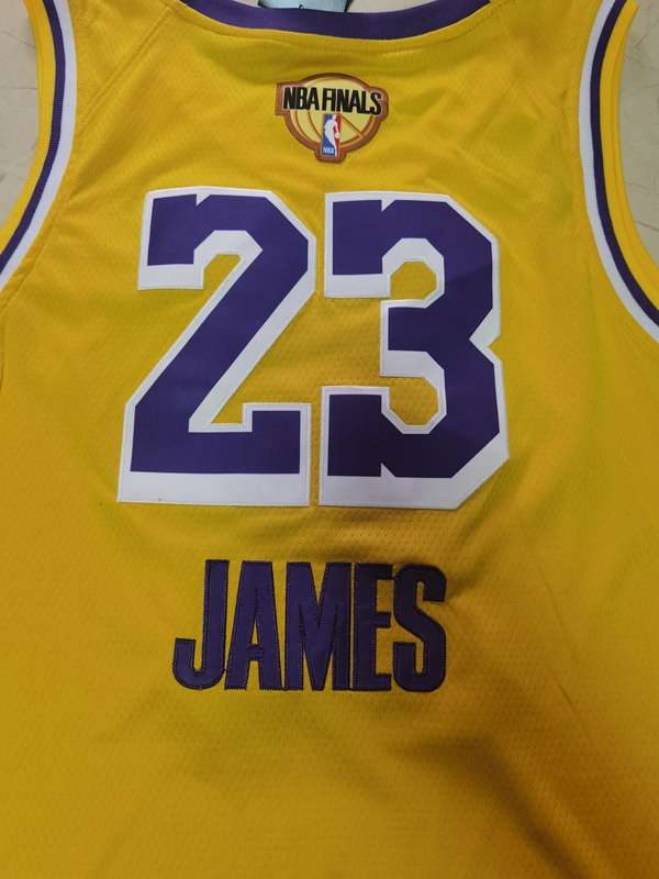 Los Angeles Lakers 2020 Yellow #23 JAMES Finals Basketball Jersey (Stitched)