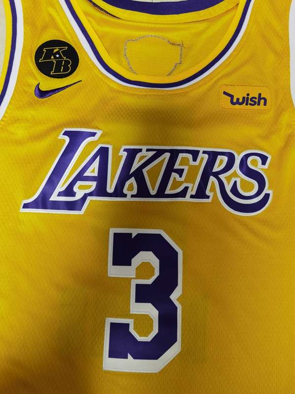 Los Angeles Lakers 2020 Yellow #3 DAVIS Finals Basketball Jersey (Stitched)