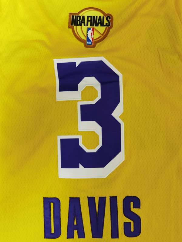 Los Angeles Lakers 2020 Yellow #3 DAVIS Finals Basketball Jersey (Stitched)