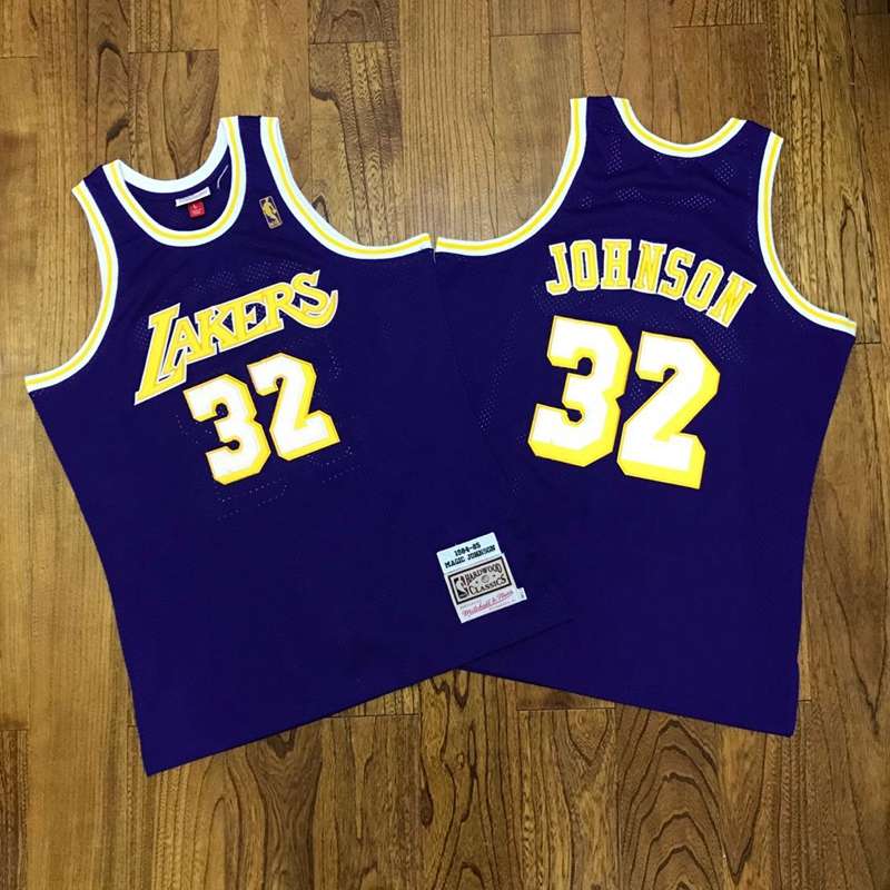 Los Angeles Lakers 1984/85 Purple #32 JOHNSON Classics Basketball Jersey (Closely Stitched)