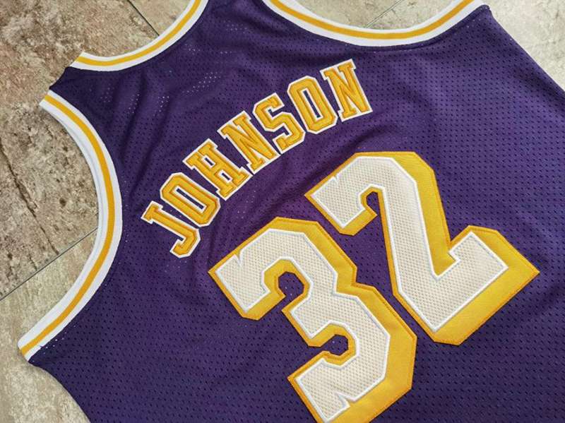 Los Angeles Lakers 1984/85 Purple #32 JOHNSON Classics Basketball Jersey 02 (Closely Stitched)