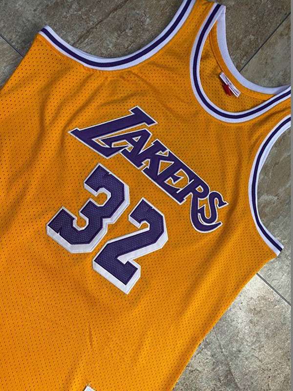 Los Angeles Lakers 1984/85 Yellow #32 JOHNSON Classics Basketball Jersey (Closely Stitched)