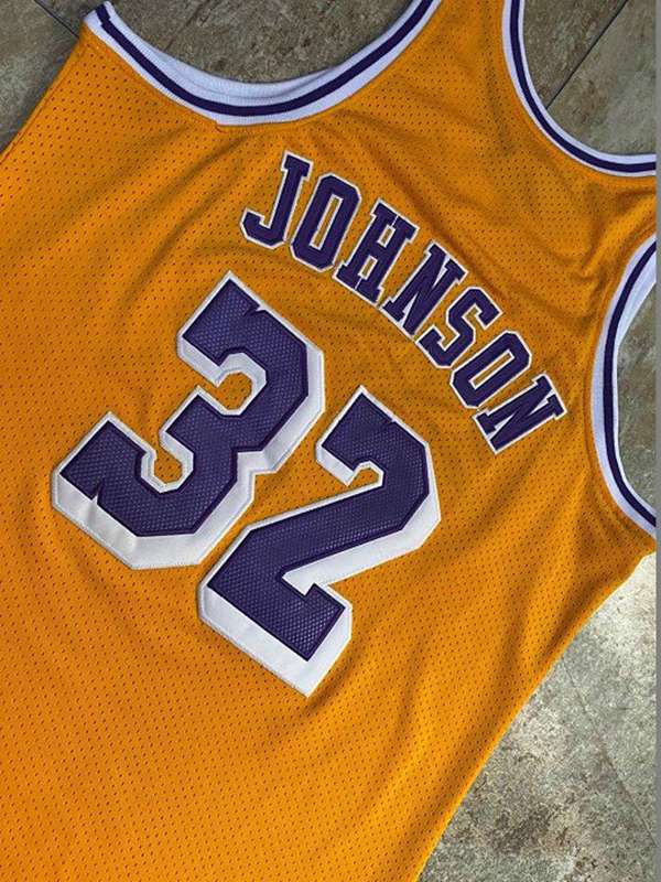 Los Angeles Lakers 1984/85 Yellow #32 JOHNSON Classics Basketball Jersey (Closely Stitched)