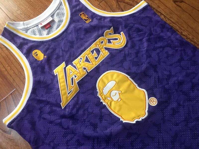 Los Angeles Lakers 1996/97 Purple #93 BAPE Classics Basketball Jersey (Closely Stitched)