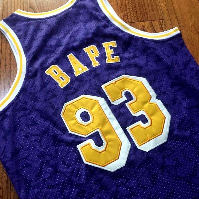 Los Angeles Lakers 1996/97 Purple #93 BAPE Classics Basketball Jersey (Closely Stitched)