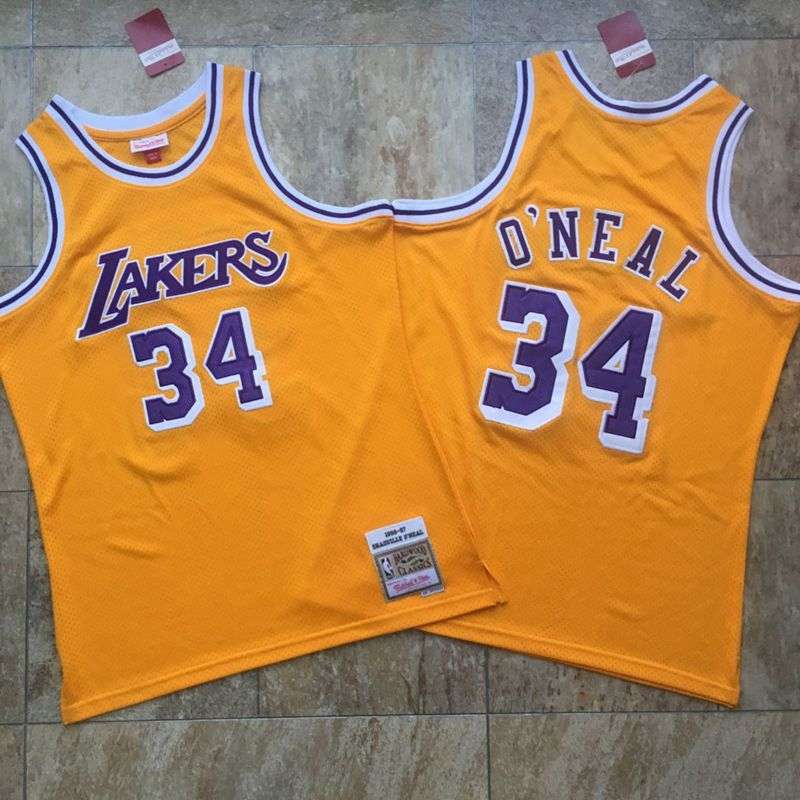 Los Angeles Lakers 1996/97 Yellow #34 ONEAL Classics Basketball Jersey (Closely Stitched)