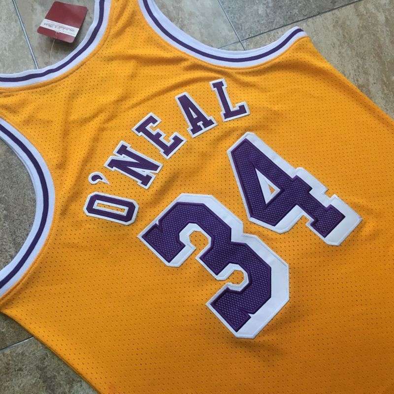 Los Angeles Lakers 1996/97 Yellow #34 ONEAL Classics Basketball Jersey (Closely Stitched)