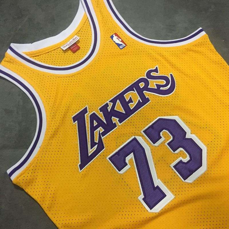 Los Angeles Lakers 1998/99 Yellow #73 RODMAN Classics Basketball Jersey (Closely Stitched)