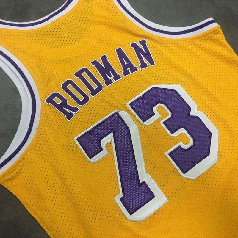Los Angeles Lakers 1998/99 Yellow #73 RODMAN Classics Basketball Jersey (Closely Stitched)