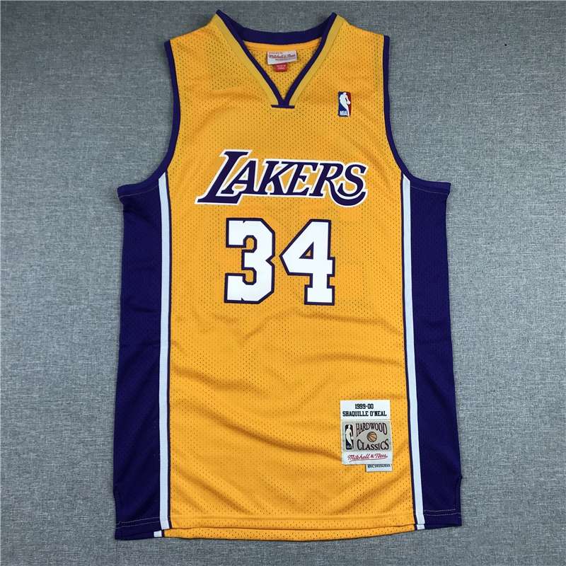 Los Angeles Lakers 1999/00 Yellow #34 ONEAL Classics Basketball Jersey (Stitched)