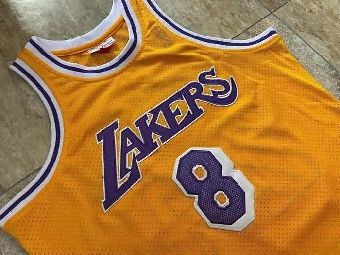 Los Angeles Lakers 1996/97 Yellow #8 #24 BRYANT Classics Basketball Jersey (Closely Stitched)