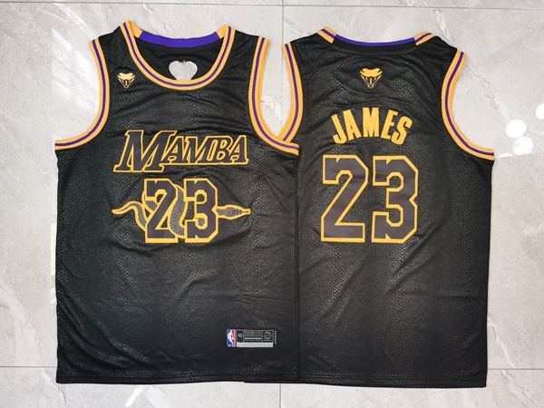 Los Angeles Lakers Black #23 JAMES Basketball Jersey 03 (Stitched)