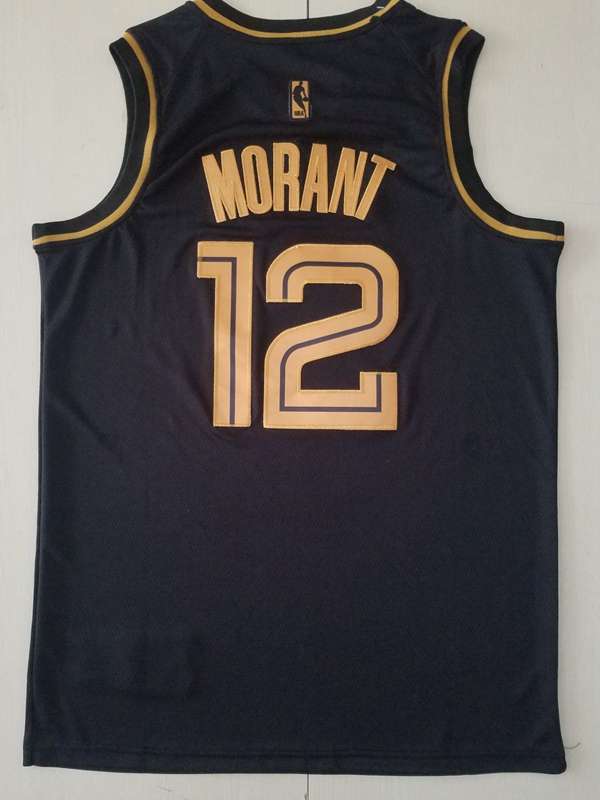 Memphis Grizzlies 2020 Black Gold #12 MORANT Basketball Jersey (Stitched)