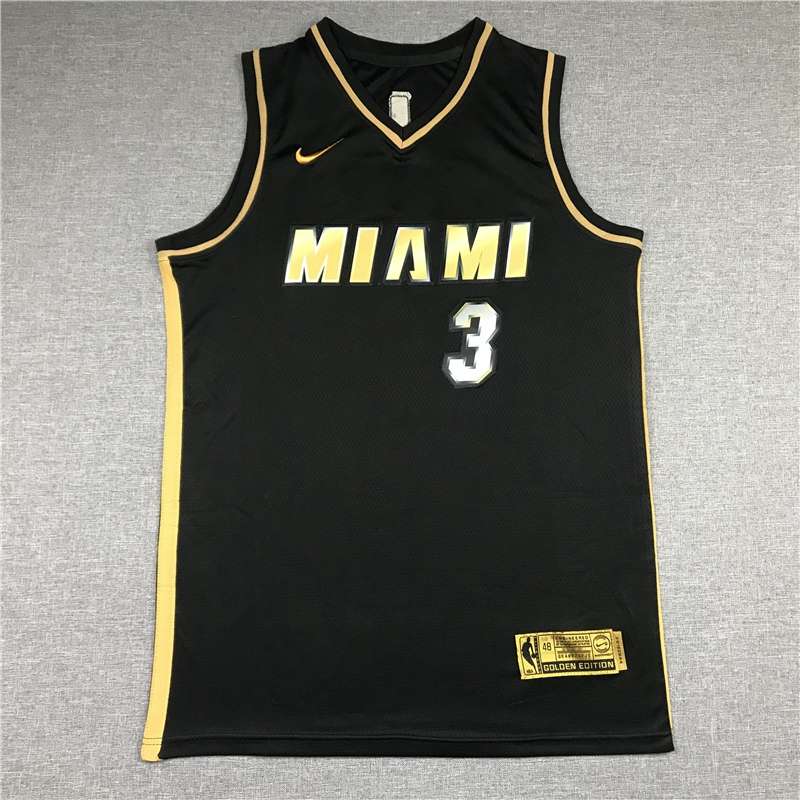 Miami Heat 20/21 Black Gold #3 WADE Basketball Jersey (Stitched)