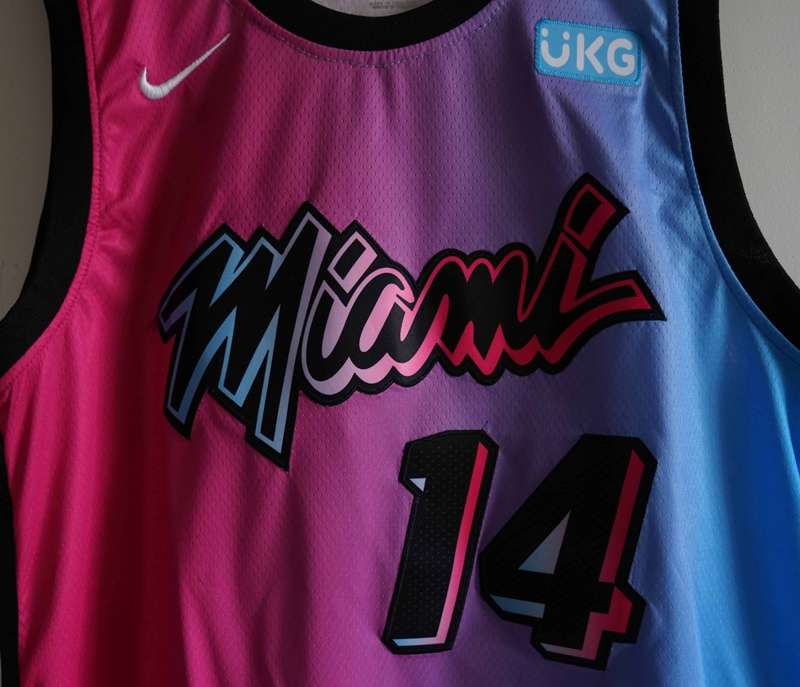 Miami Heat 20/21 Pink Blue #14 HERRO City Basketball Jersey (Stitched)