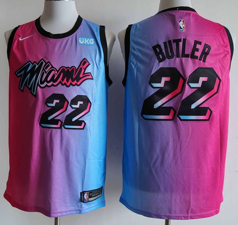 Miami Heat 20/21 Pink Blue #22 BUTLER City Basketball Jersey (Stitched)