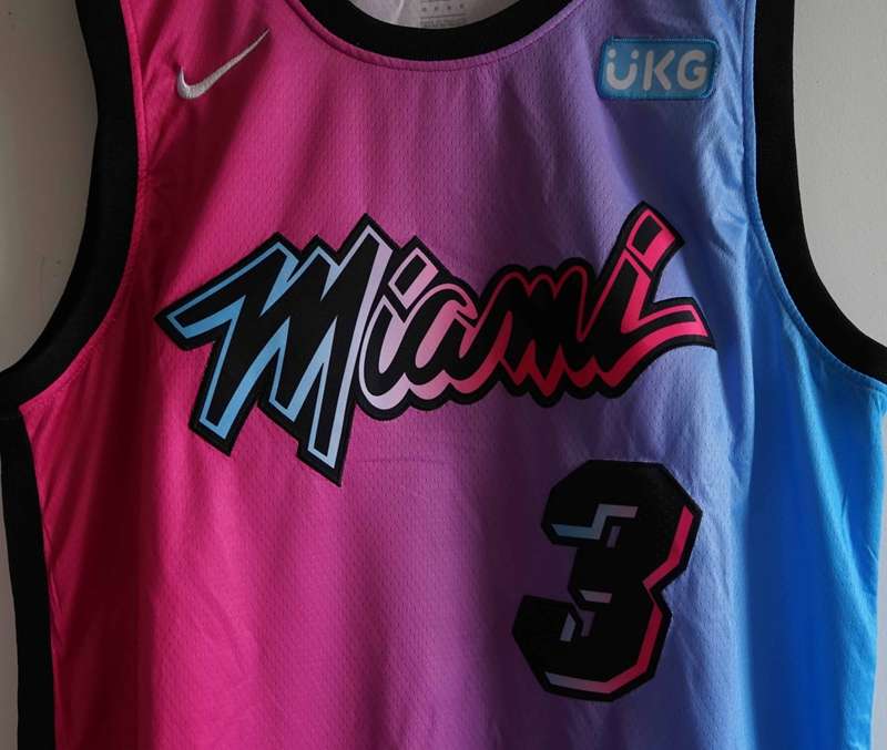 Miami Heat 20/21 Pink Blue #3 WADE City Basketball Jersey (Stitched)