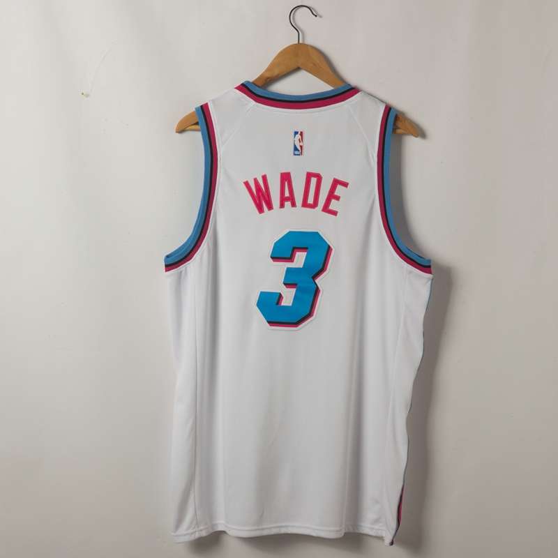 Miami Heat White #3 WADE City Basketball Jersey (Stitched)